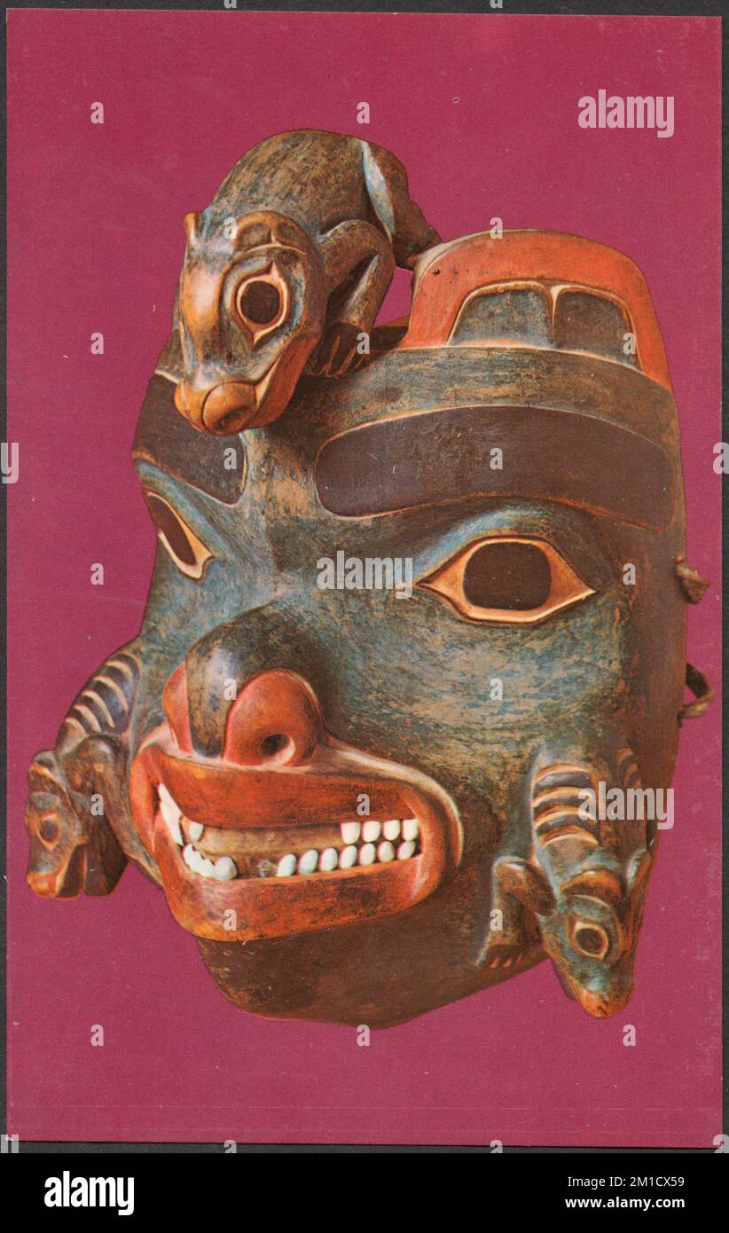 Carved wooden mask with animals , Masks, Tlingit Indians, Peabody Museum of Archaeology and