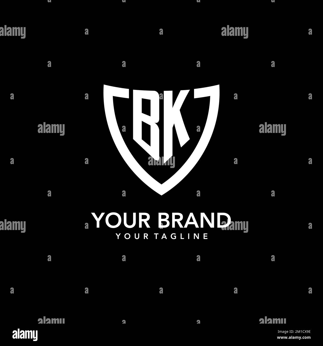 BK monogram initial logo with clean modern shield icon design inspiration Stock Vector