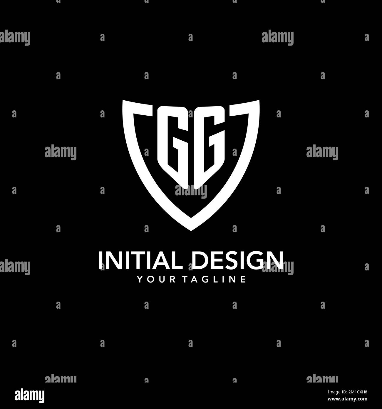 GG monogram initial logo with clean modern shield icon design
