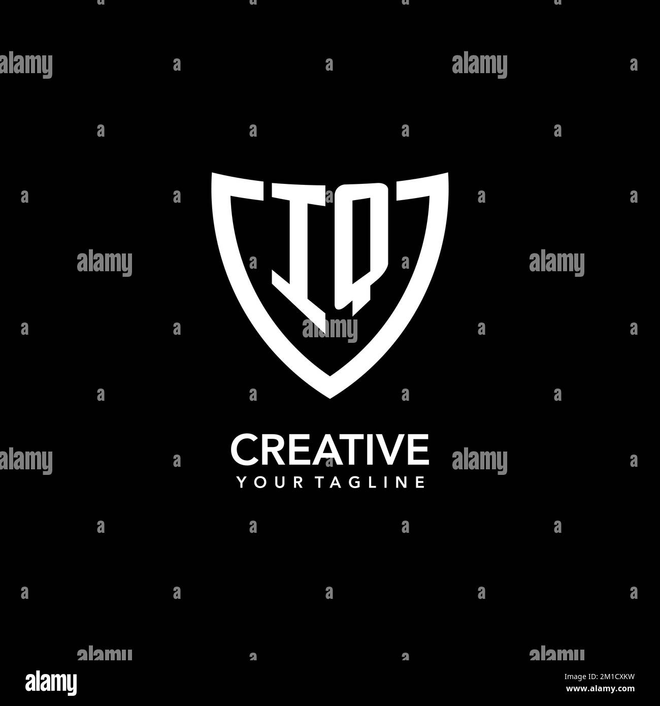 IQ monogram initial logo with clean modern shield icon design ...