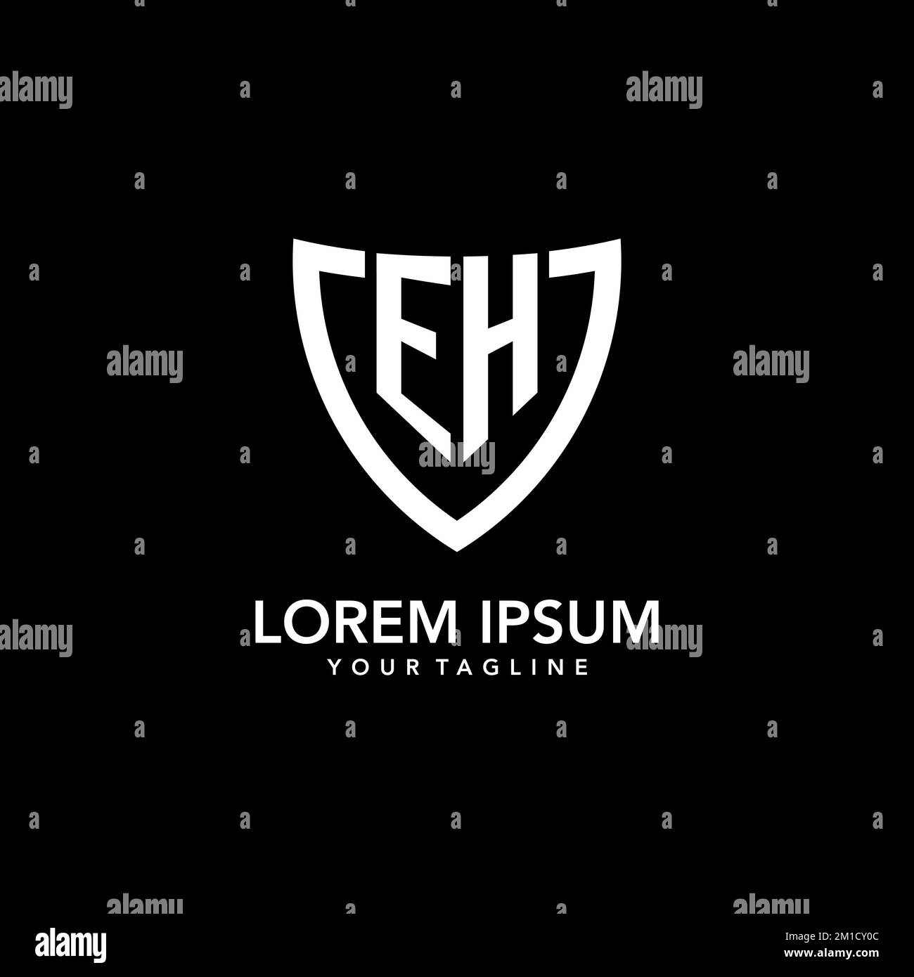 EH monogram initial logo with clean modern shield icon design ...