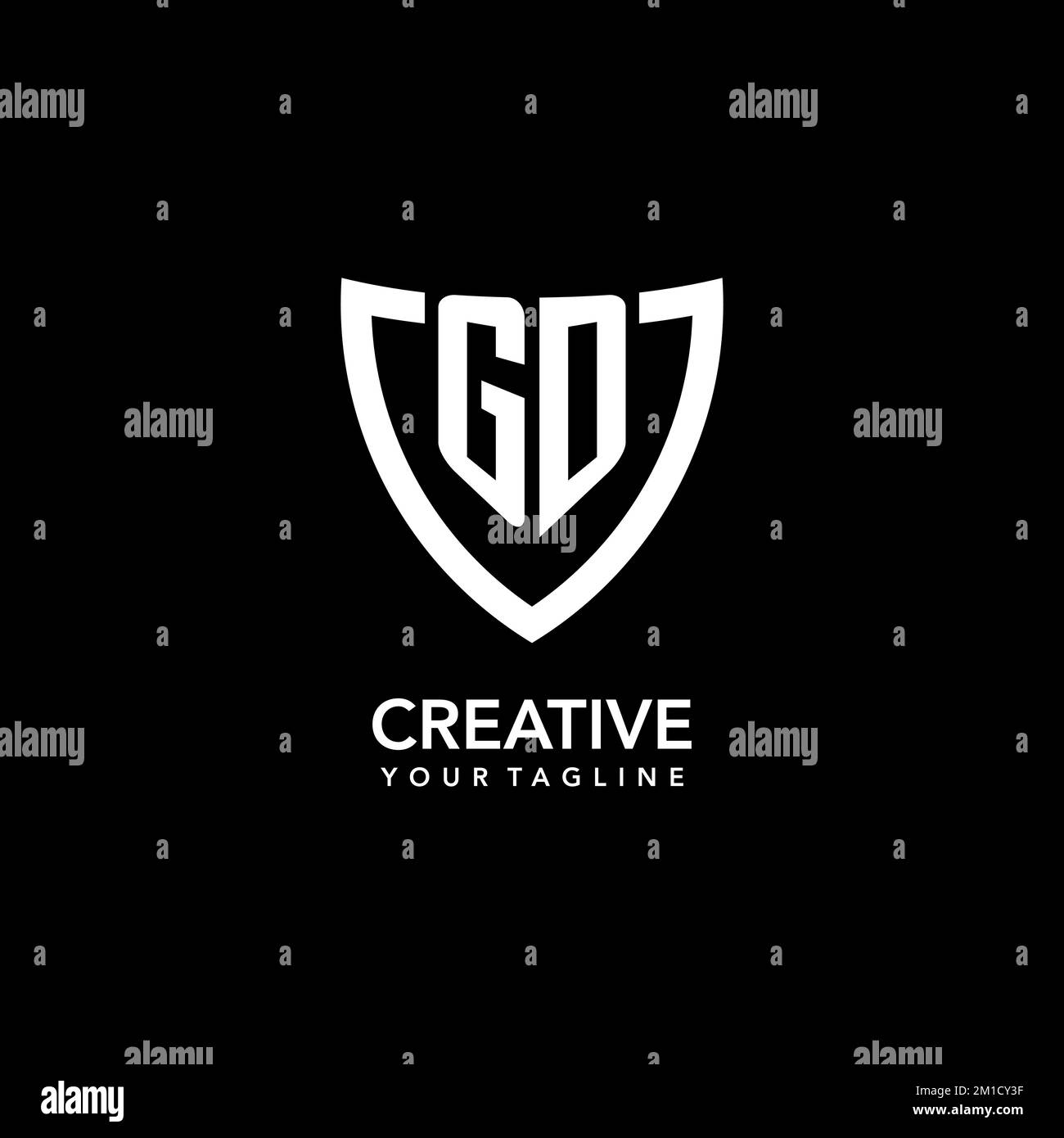 GD monogram initial logo with clean modern shield icon design inspiration Stock Vector