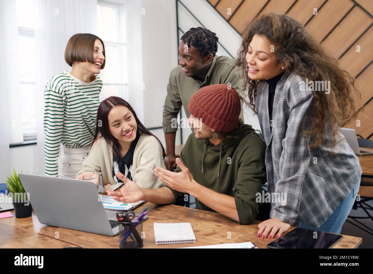 multicultural business team discussing ideas for a new project . Stock Photo