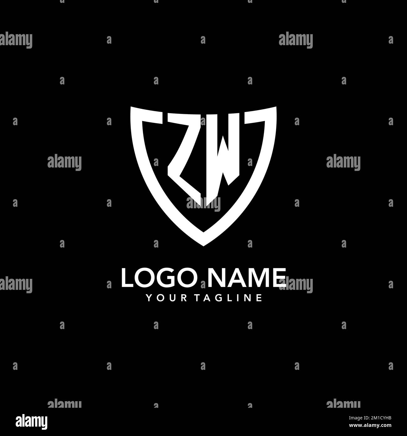ZW monogram initial logo with clean modern shield icon design