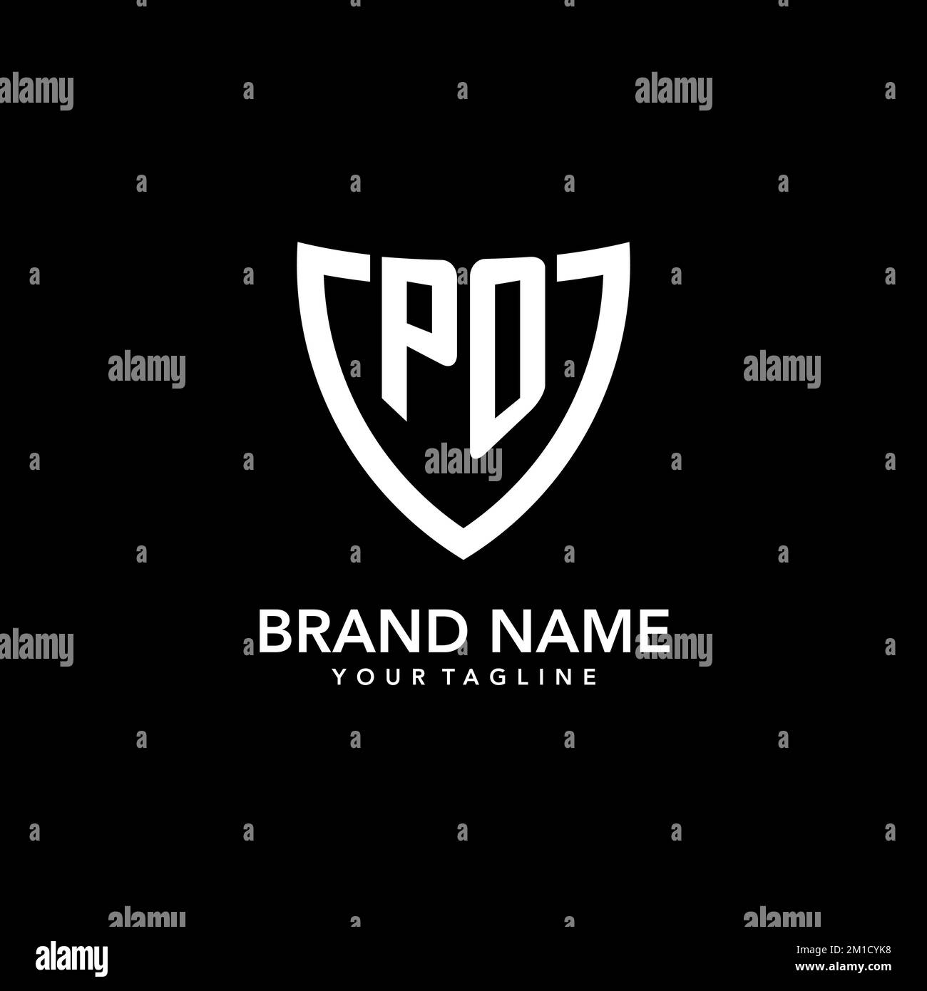 PO monogram initial logo with clean modern shield icon design ...