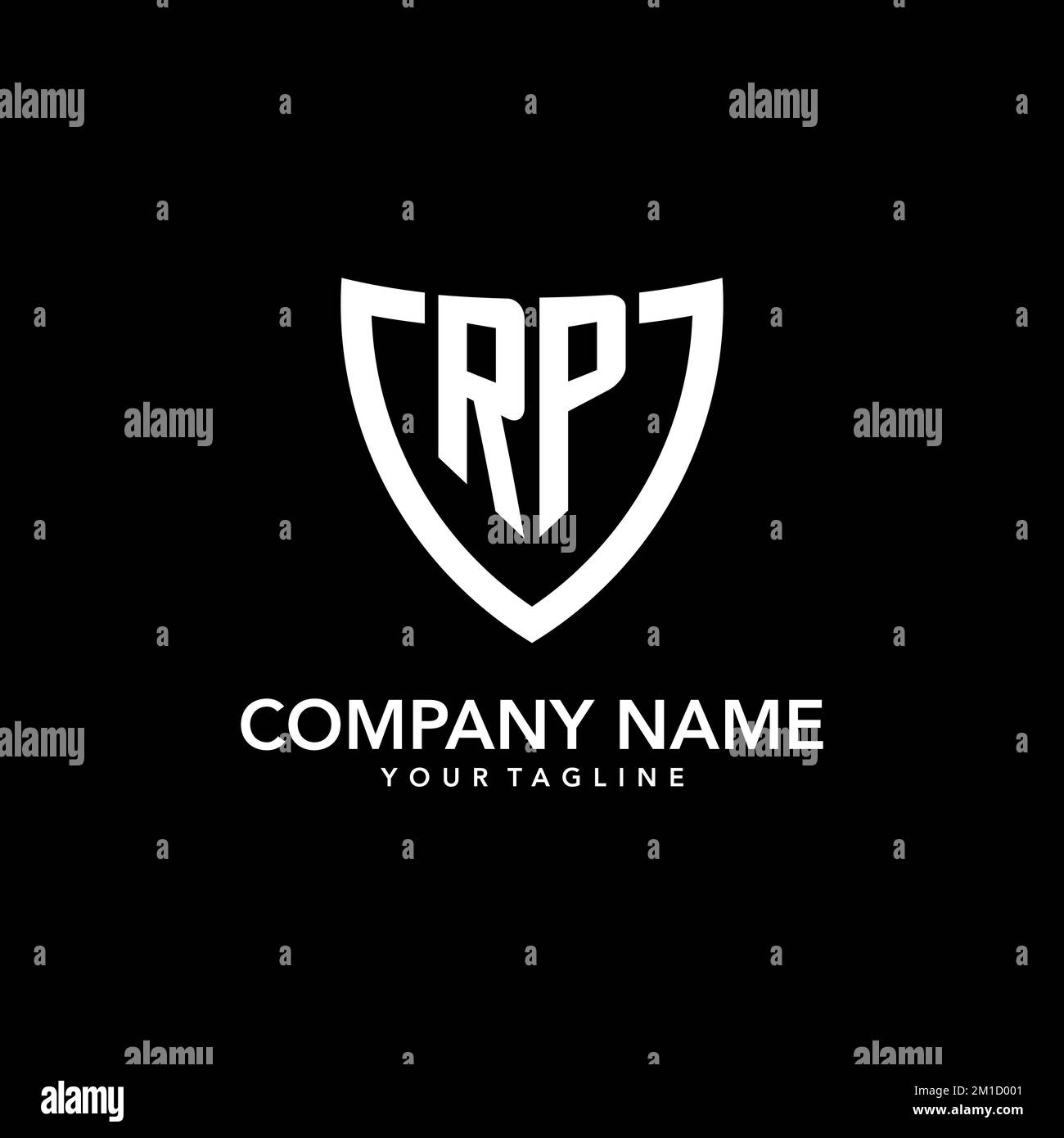 RP monogram initial logo with clean modern shield icon design ...
