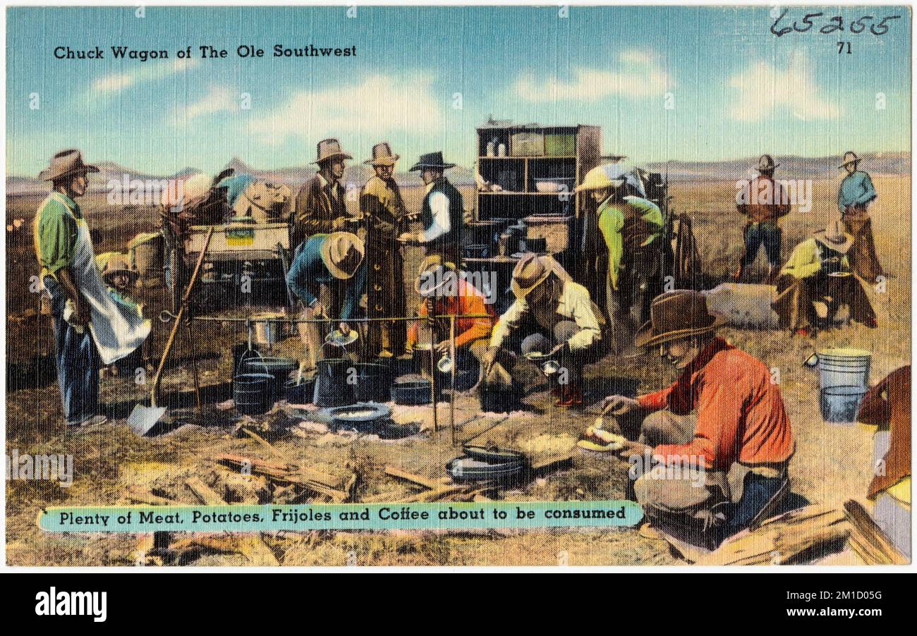 Chuck wagon of the Ole Southwest, plenty of meat, potatoes, frijoles ...