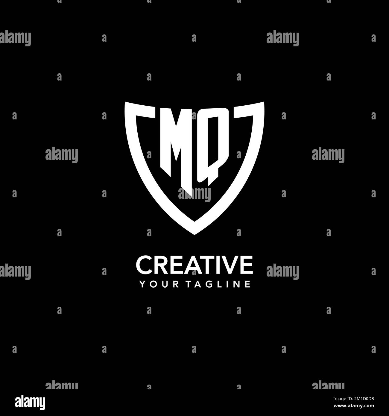 MQ monogram initial logo with clean modern shield icon design ...