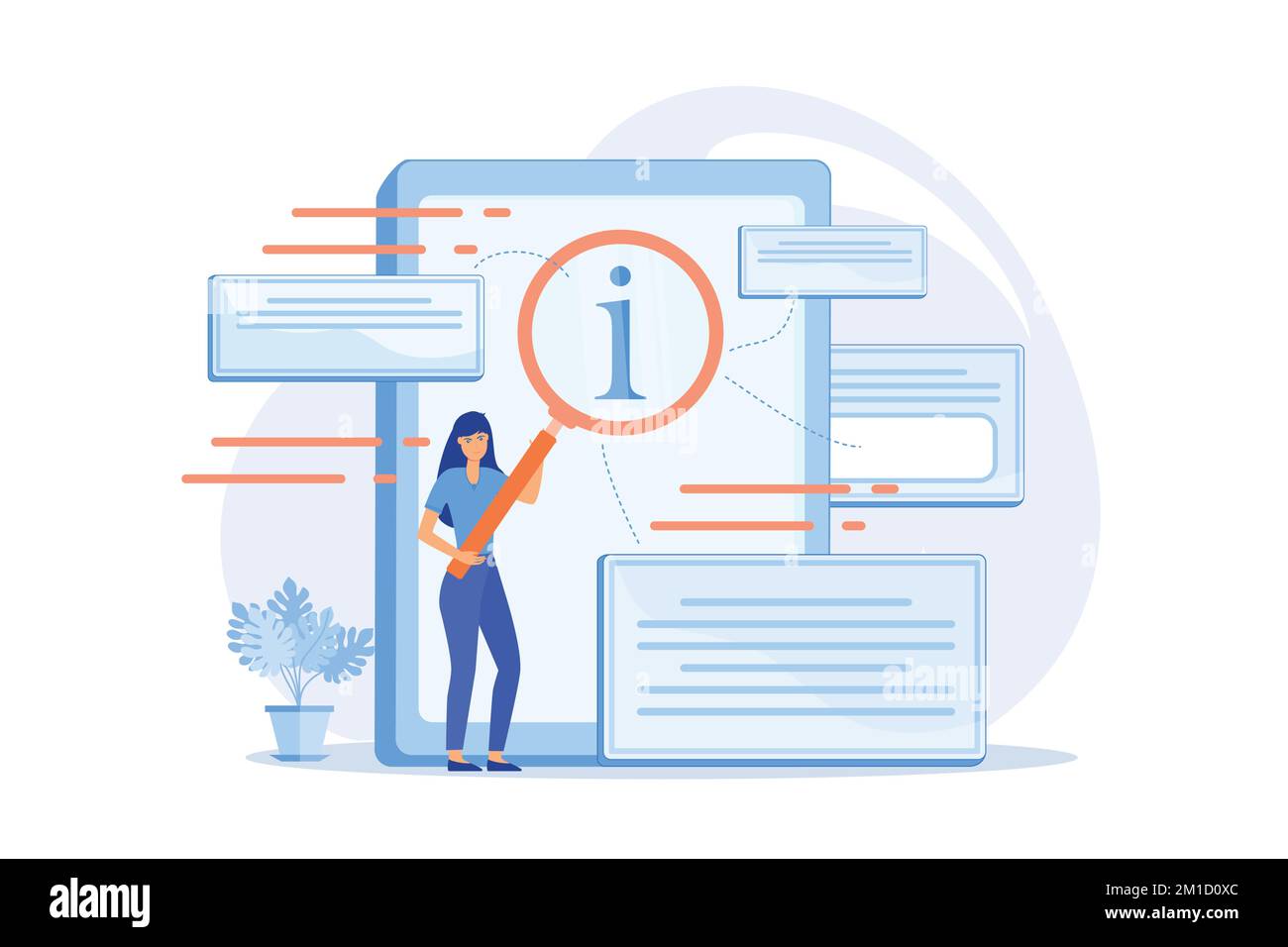 User looking for information in tablet with magnifier. Electronic goods