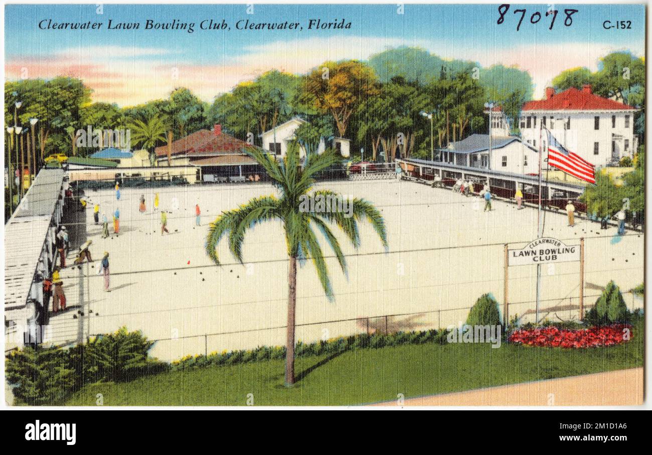 Clearwater lawn bowling club, Clearwater, Florida , Sports & recreation facilities, Tichnor Brothers Collection, postcards of the United States Stock Photo
