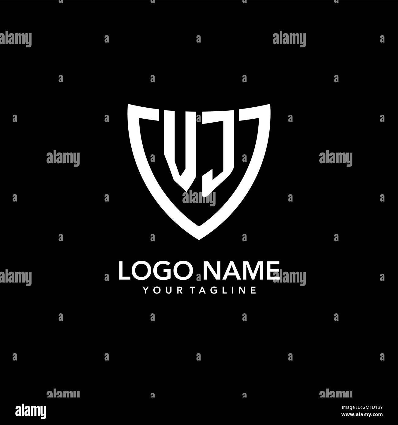 VJ monogram initial logo with clean modern shield icon design inspiration Stock Vector