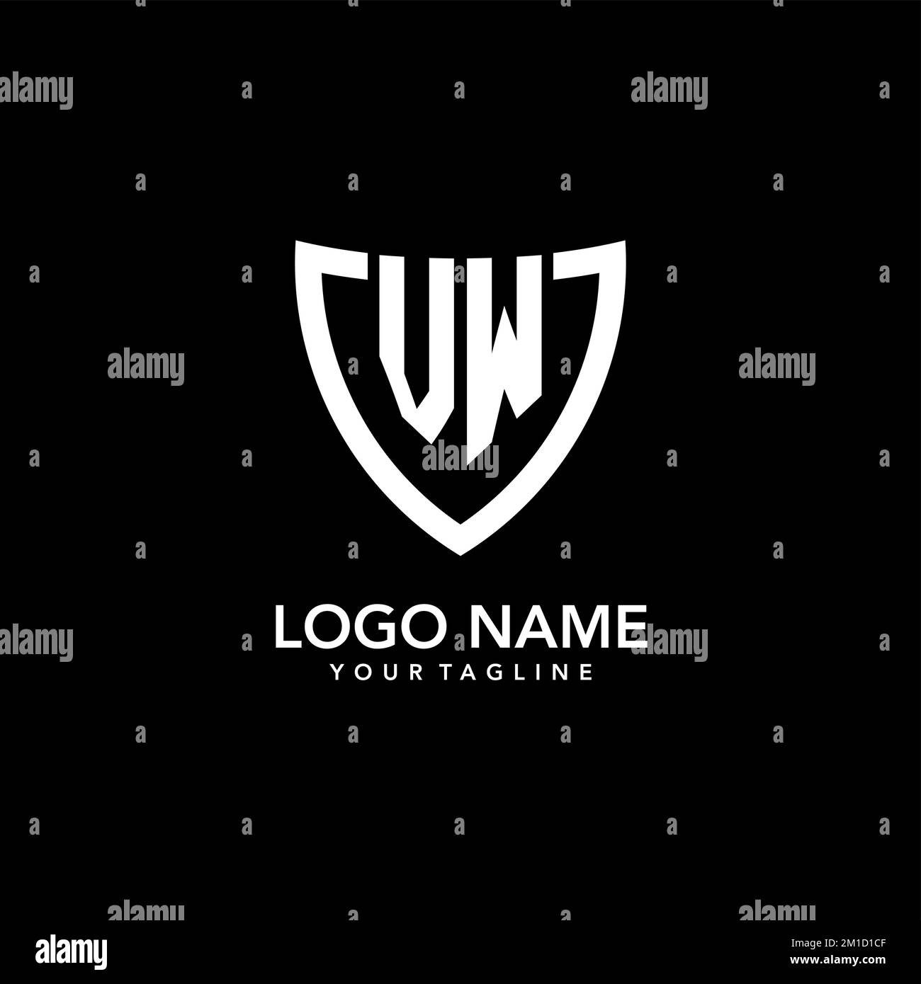 VW monogram initial logo with clean modern shield icon design ...
