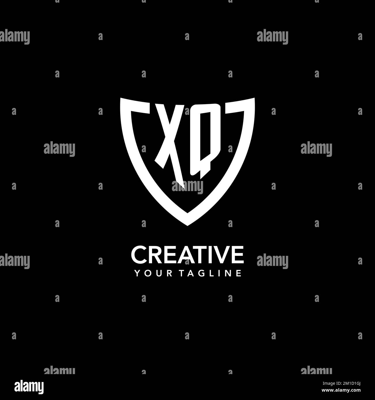 XQ monogram initial logo with clean modern shield icon design ...