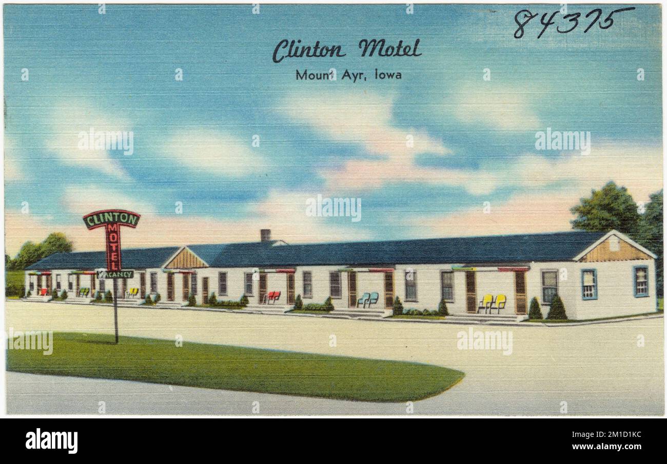 Clinton Motel, Mount Ayr, Iowa , Motels, Tichnor Brothers Collection