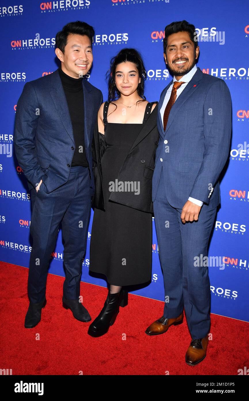 (L-R) Simu Liu, Iman Vellani, and Tenoch Huerta attend the 16th annual