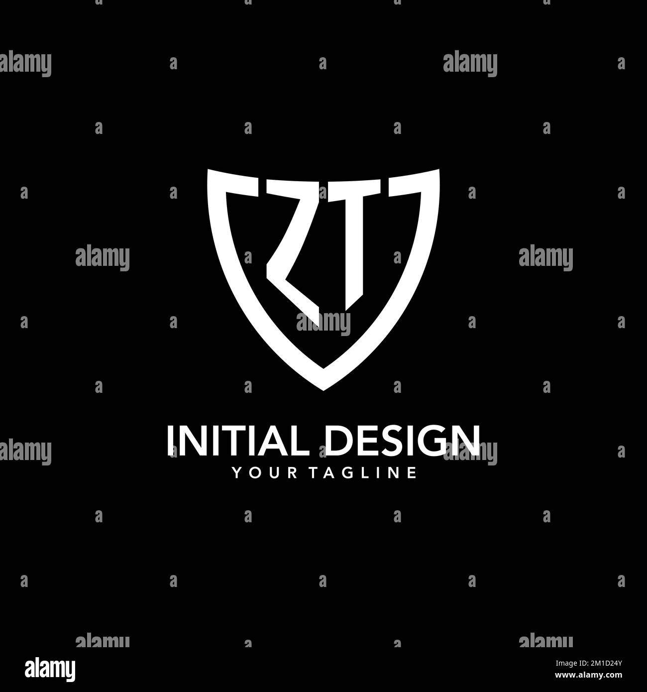 ZT monogram initial logo with clean modern shield icon design
