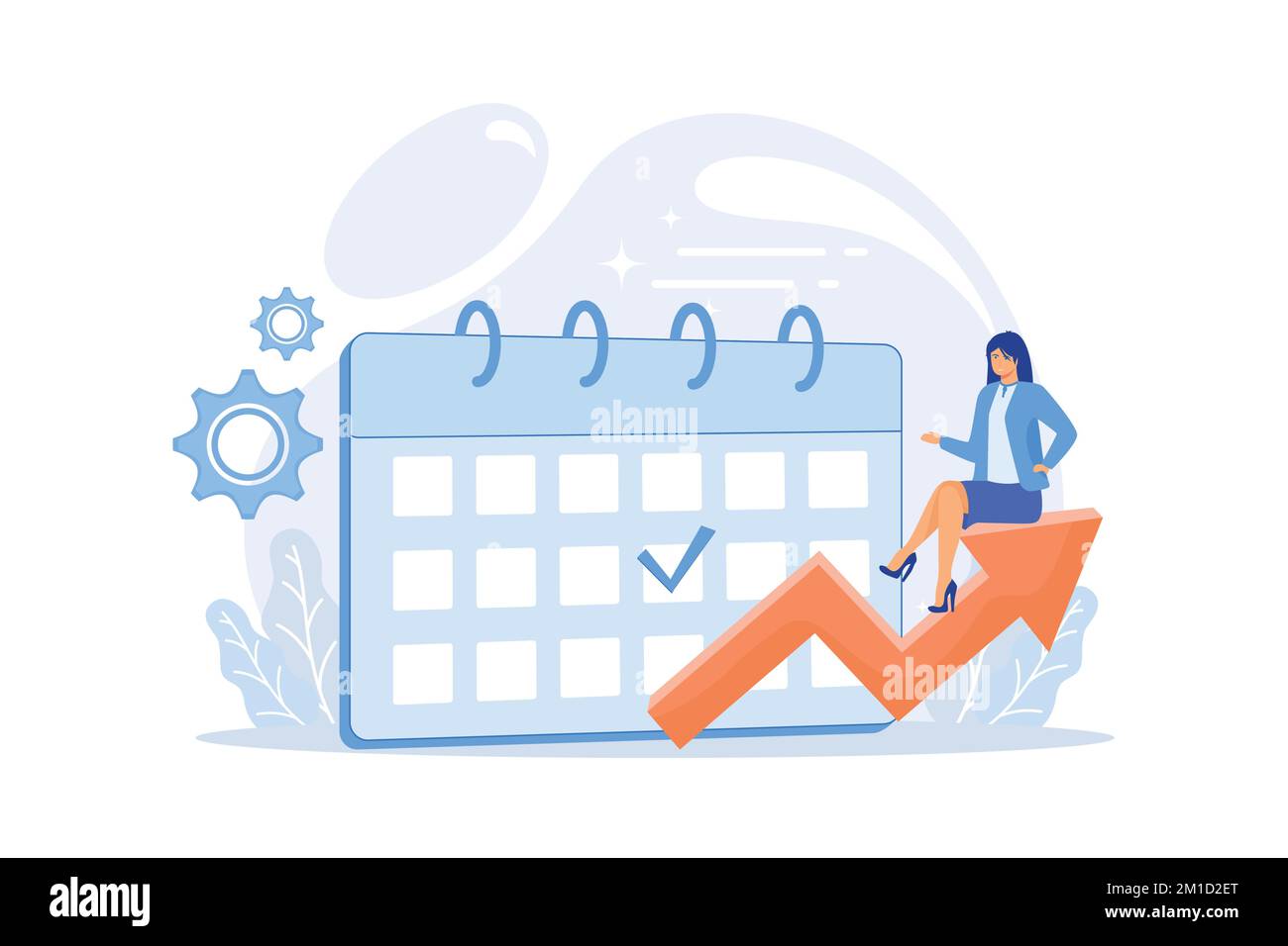 Event management. Performance efficiency, time optimization, reminder. Task and project deadline flat design element. Appointment date reminding. flat Stock Vector