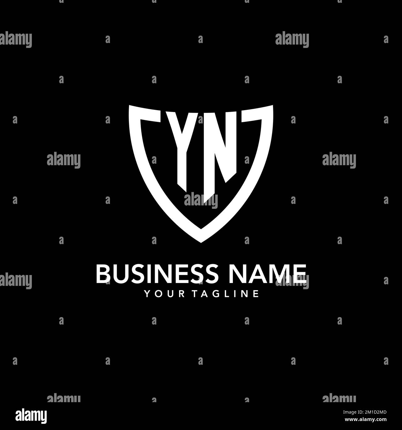 YN monogram initial logo with clean modern shield icon design ...