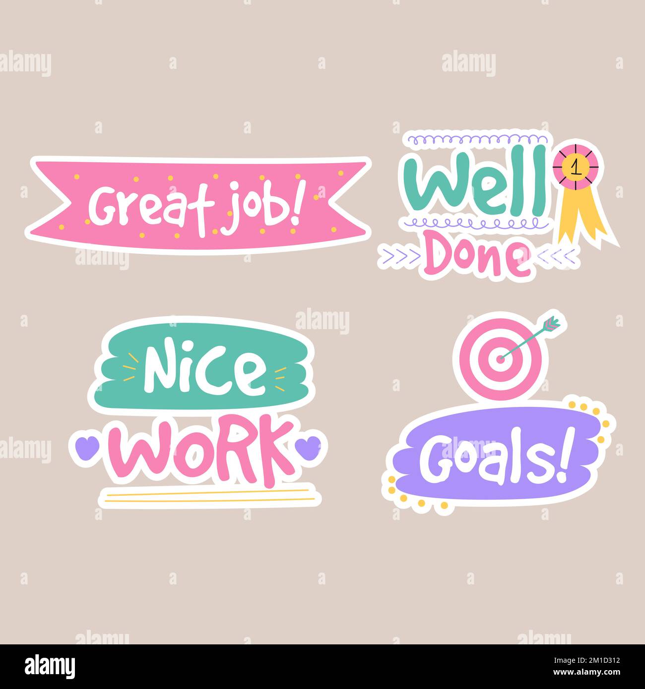 Job and great job groovy stickers pack. Set of reward stickers for