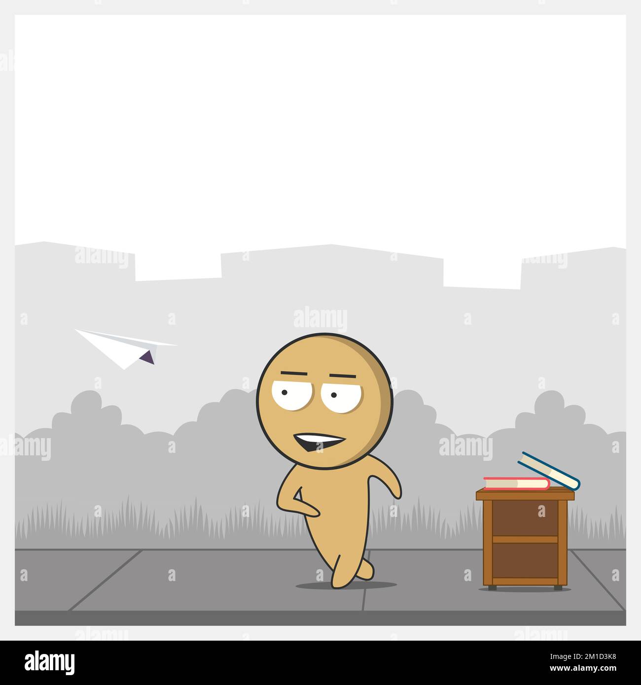 Man launches paper airplane Stock Vector