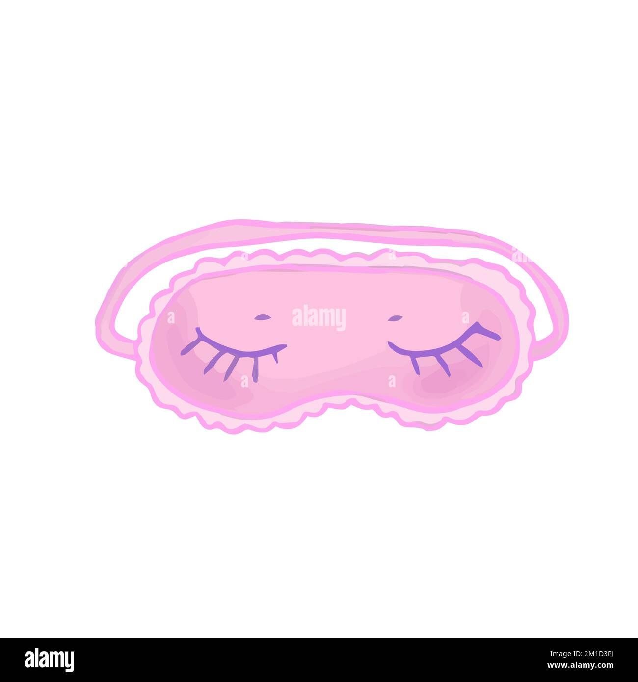 Hand drawn cute isolated clip art illustration of pink sleeping mask