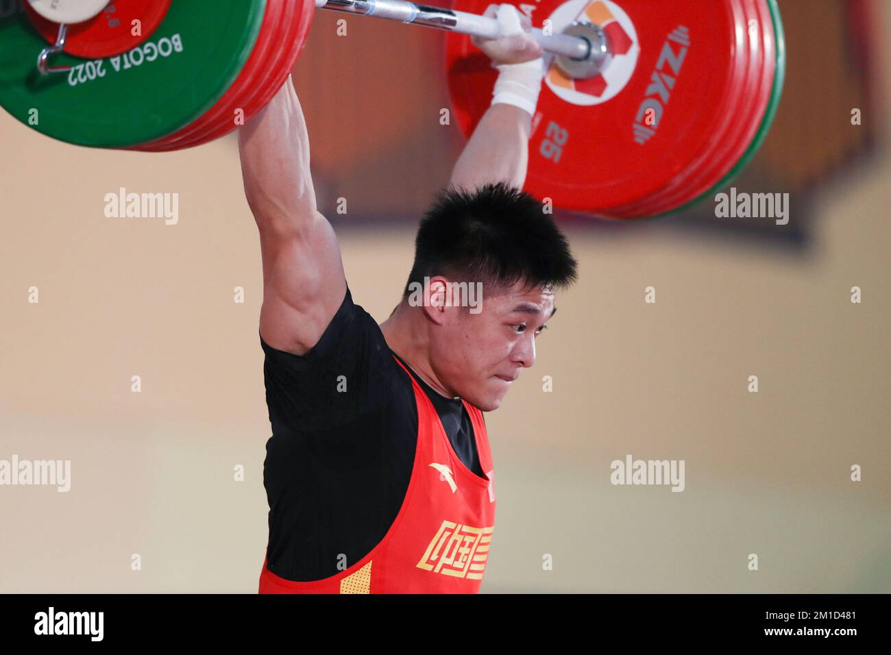 Bogota, Colombia. 11th Dec, 2022. Li Dayin of China competes during the mens 81kg clean and jerk event at the 2022 World Weightlifting Championships in Bogota, Colombia, Dec