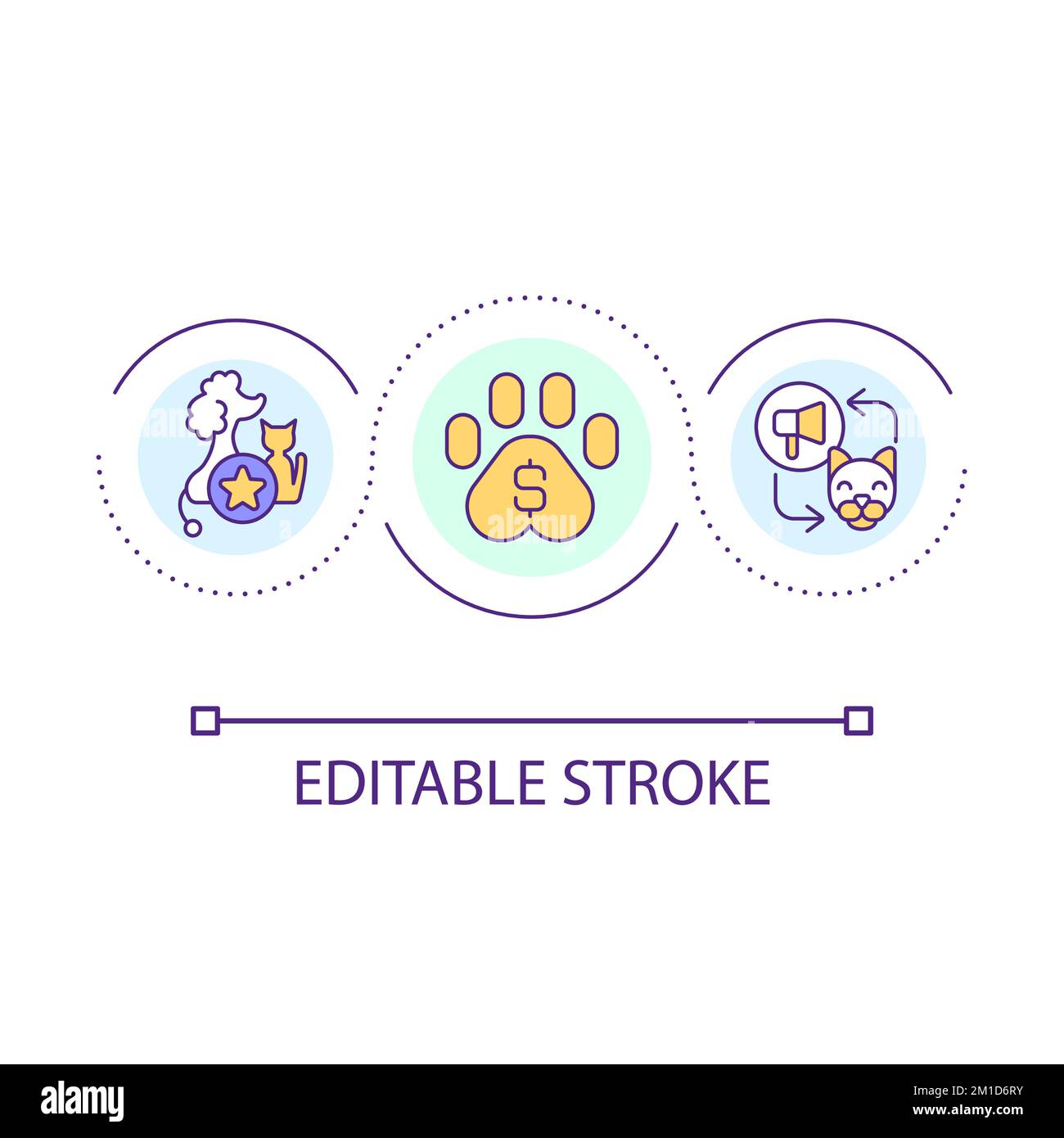 Making pet famous in social media loop concept icon Stock Vector