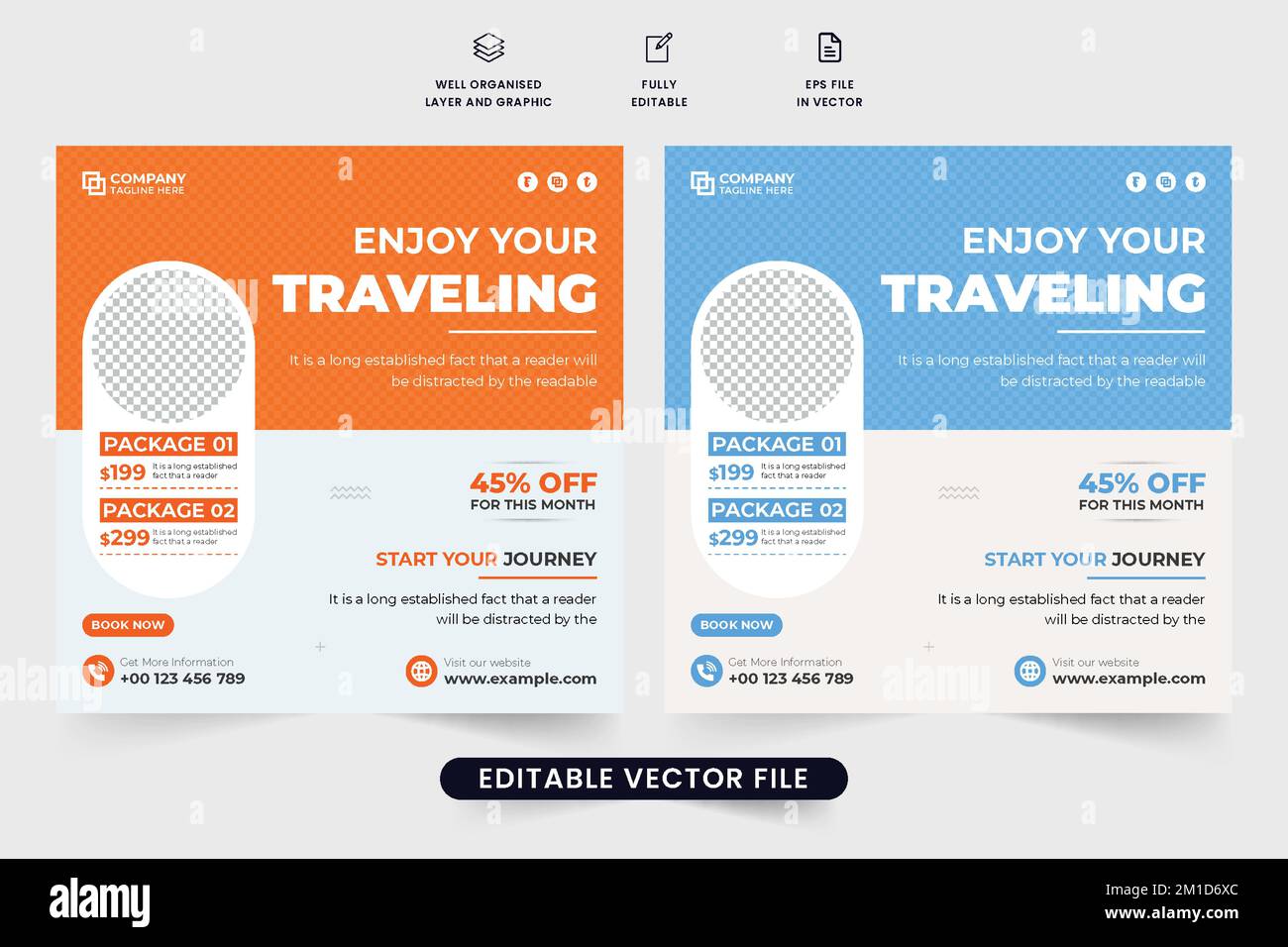Holiday trip advertisement poster design with discount offer. Vacation planner template vector