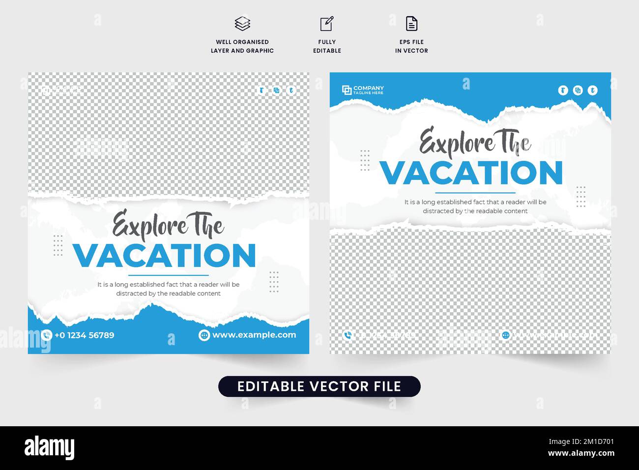 Touring group promo template design for digital marketing. Travel