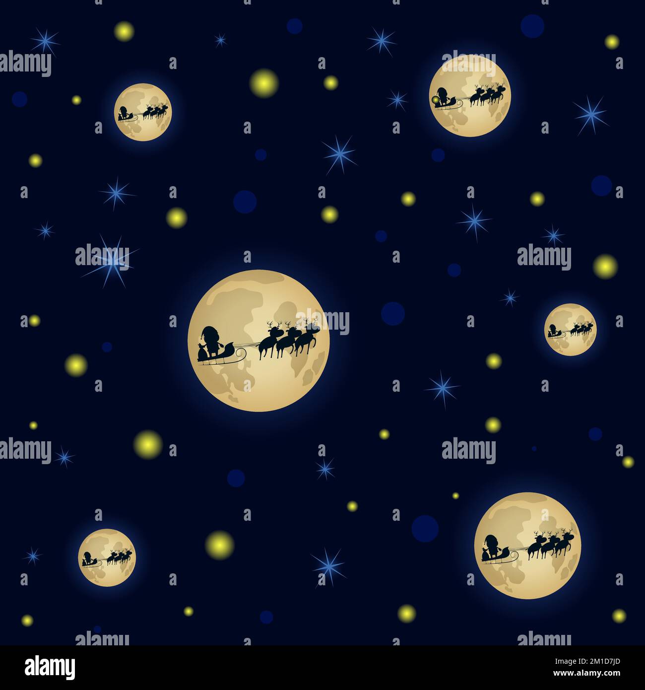 Christmas 2020 background. Santa on reindeer sleigh. Vector