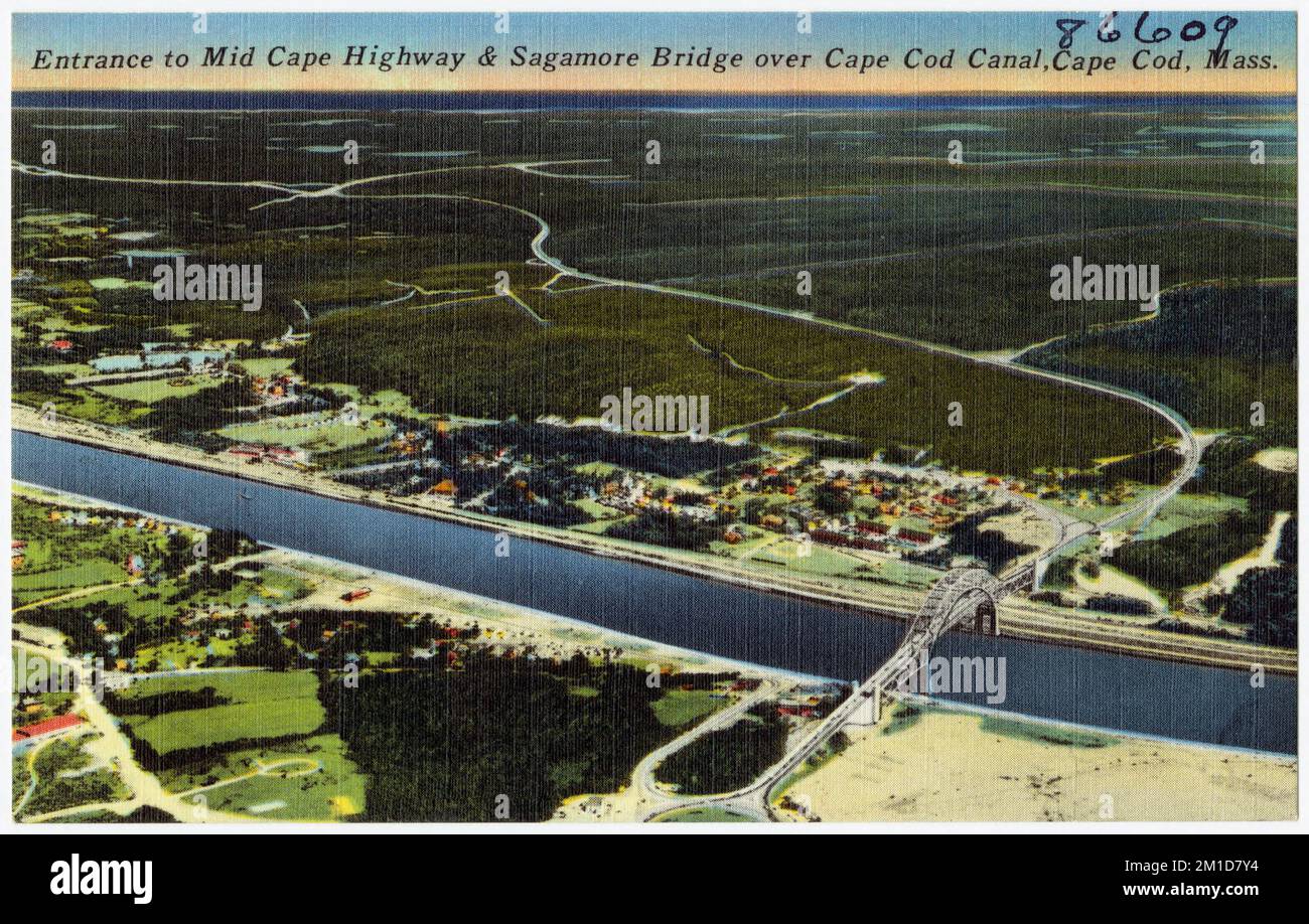 Entrance to Mid Cape Highway & Sagamore Bridge over Cape Cod Canal