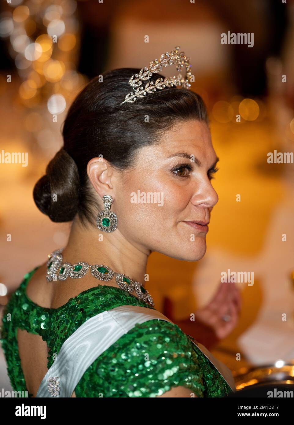 Crown Princess Victoria attends the King's dinner for the Nobel laureates at the Royal Palace in Stockholm, Sweden, 11 December 2022.  Photo: Pontus Lundahl / TT / 10050 Stock Photo