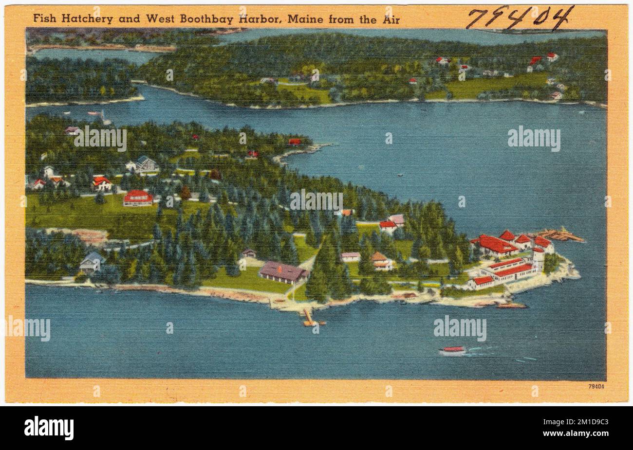 Fish Hatchery and West Boothbay Harbor, Maine from the Air , Tichnor