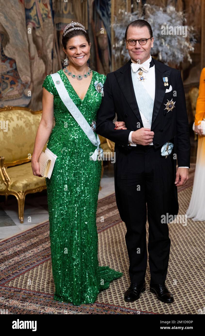 Crown Princess Victoria and Prince Daniel attend the King's dinner for the Nobel laureates at the Royal Palace in Stockholm, Sweden, 11 December 2022.  Photo: Pontus Lundahl / TT / 10050 Stock Photo