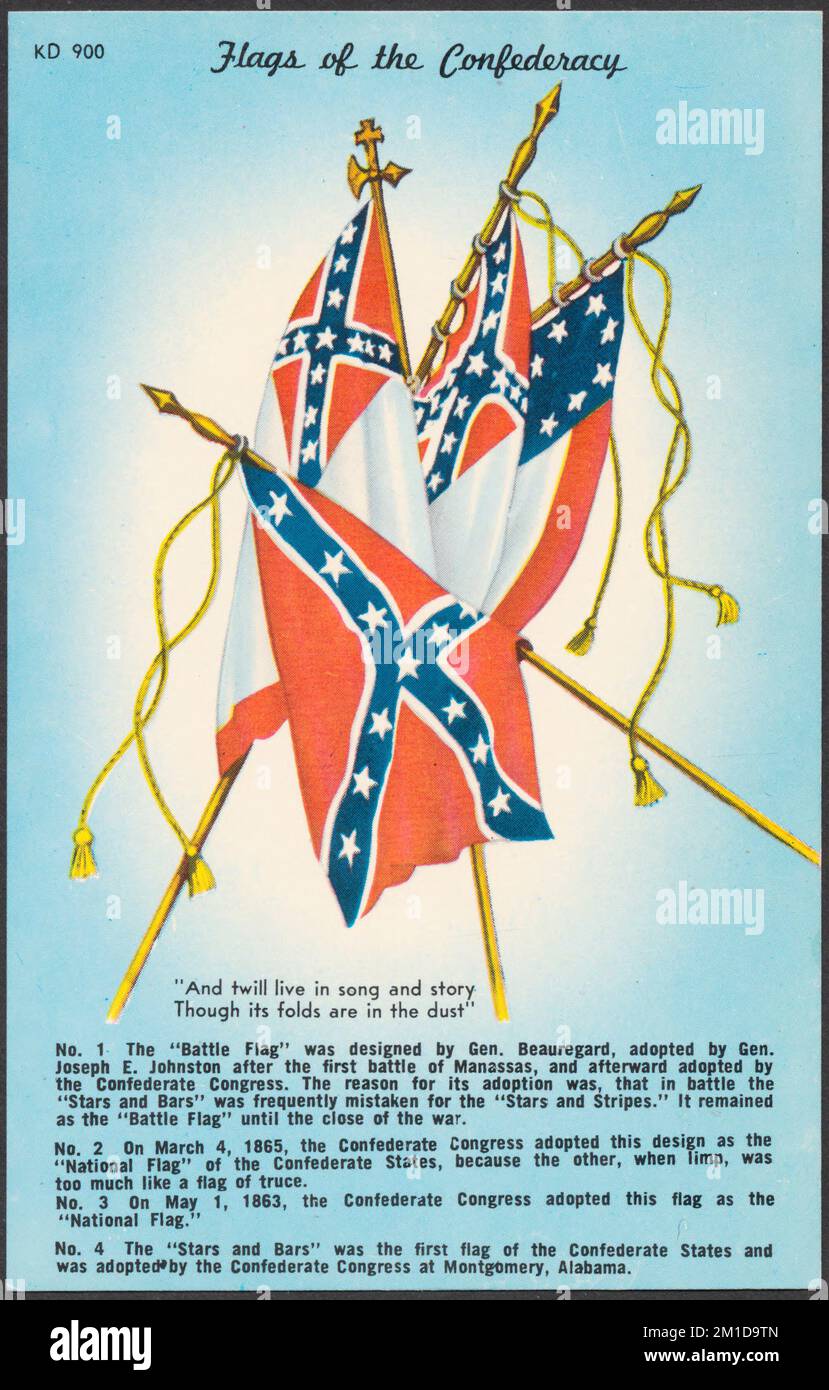 Flags of the Confederacy , Flags, Tichnor Brothers Collection, postcards of the United States Stock Photo