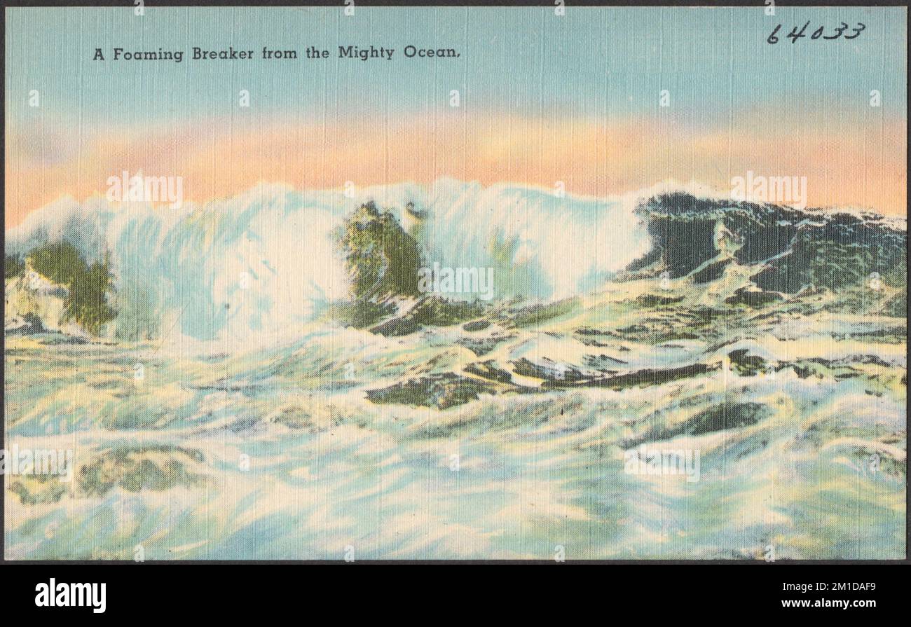 A foaming breaker from the mighty ocean , Seas, Tichnor Brothers