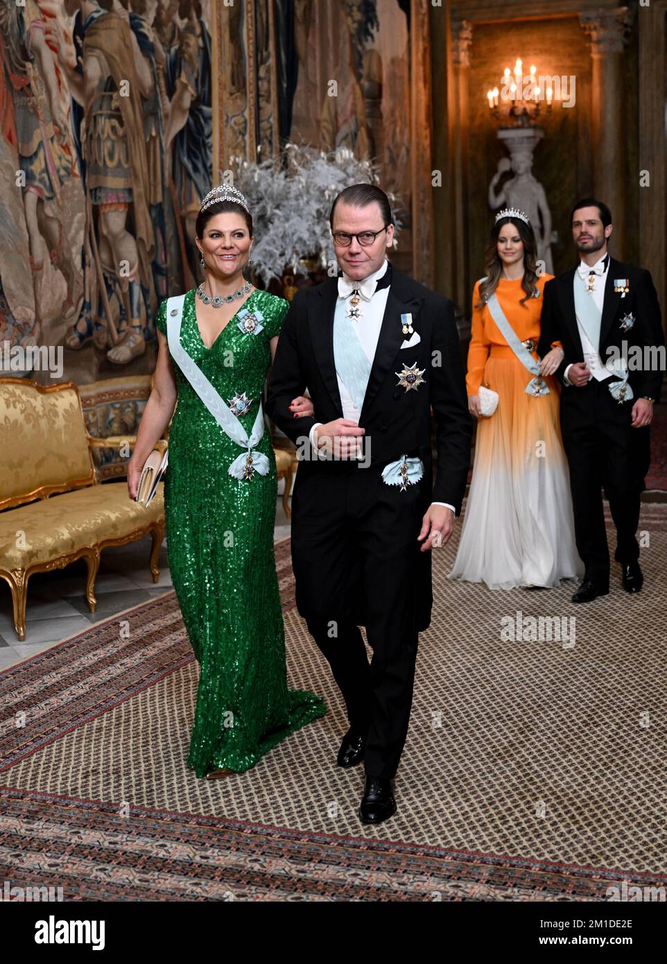 Crown Princess Victoria and Prince Daniel attend the King's dinner for the Nobel laureates at the Royal Palace in Stockholm, Sweden, 11 December 2022. Photo: Pontus Lundahl / TT / 10050 Stock Photo