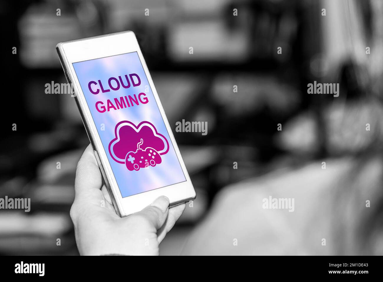 Smartphone screen displaying a cloud gaming concept Stock Photo - Alamy
