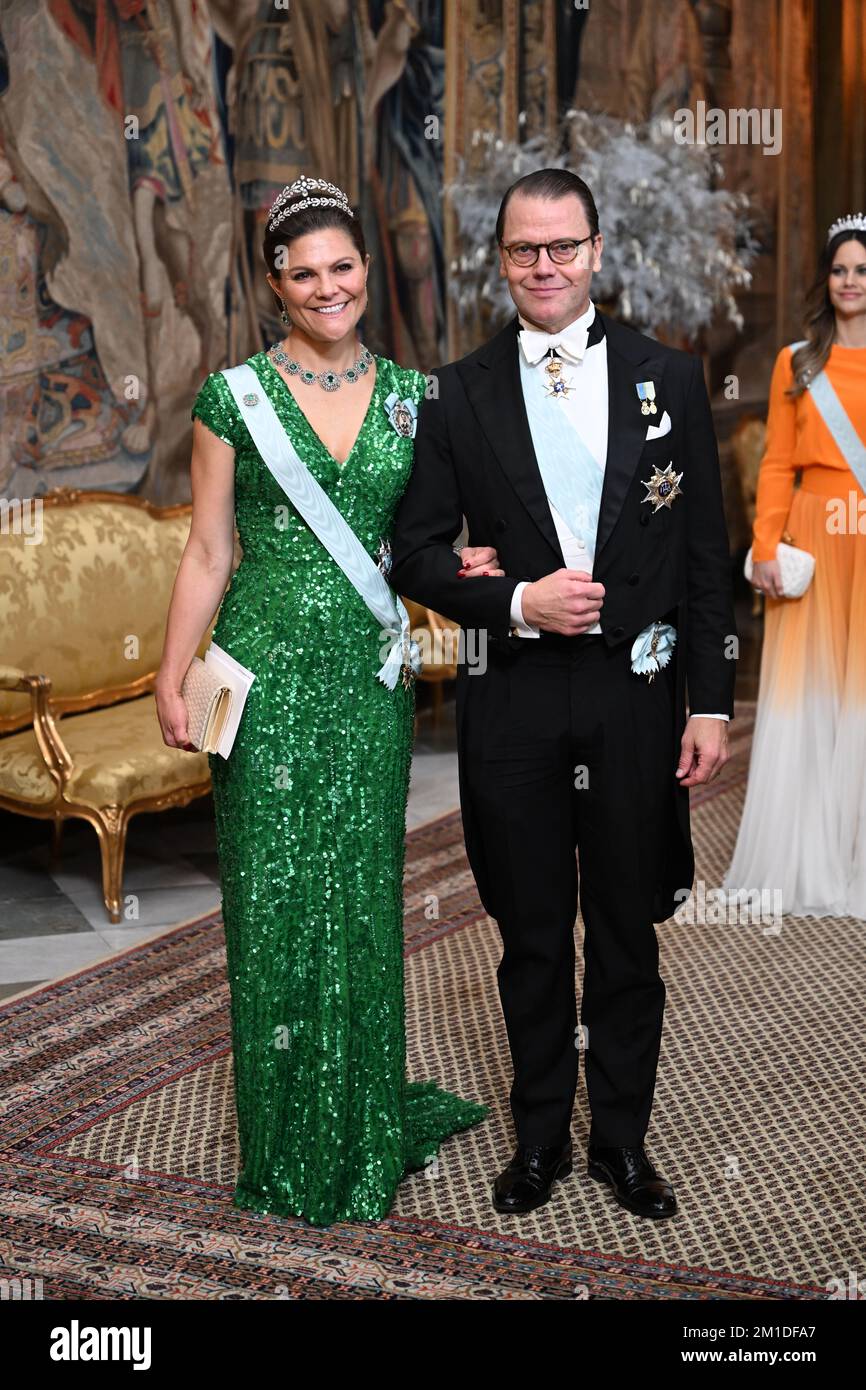 Crown Princess Victoria and Prince Daniel attend the King's dinner for the Nobel laureates at the Royal Palace in Stockholm, Sweden, 11 December 2022.  Photo: Pontus Lundahl / TT / 10050 Stock Photo