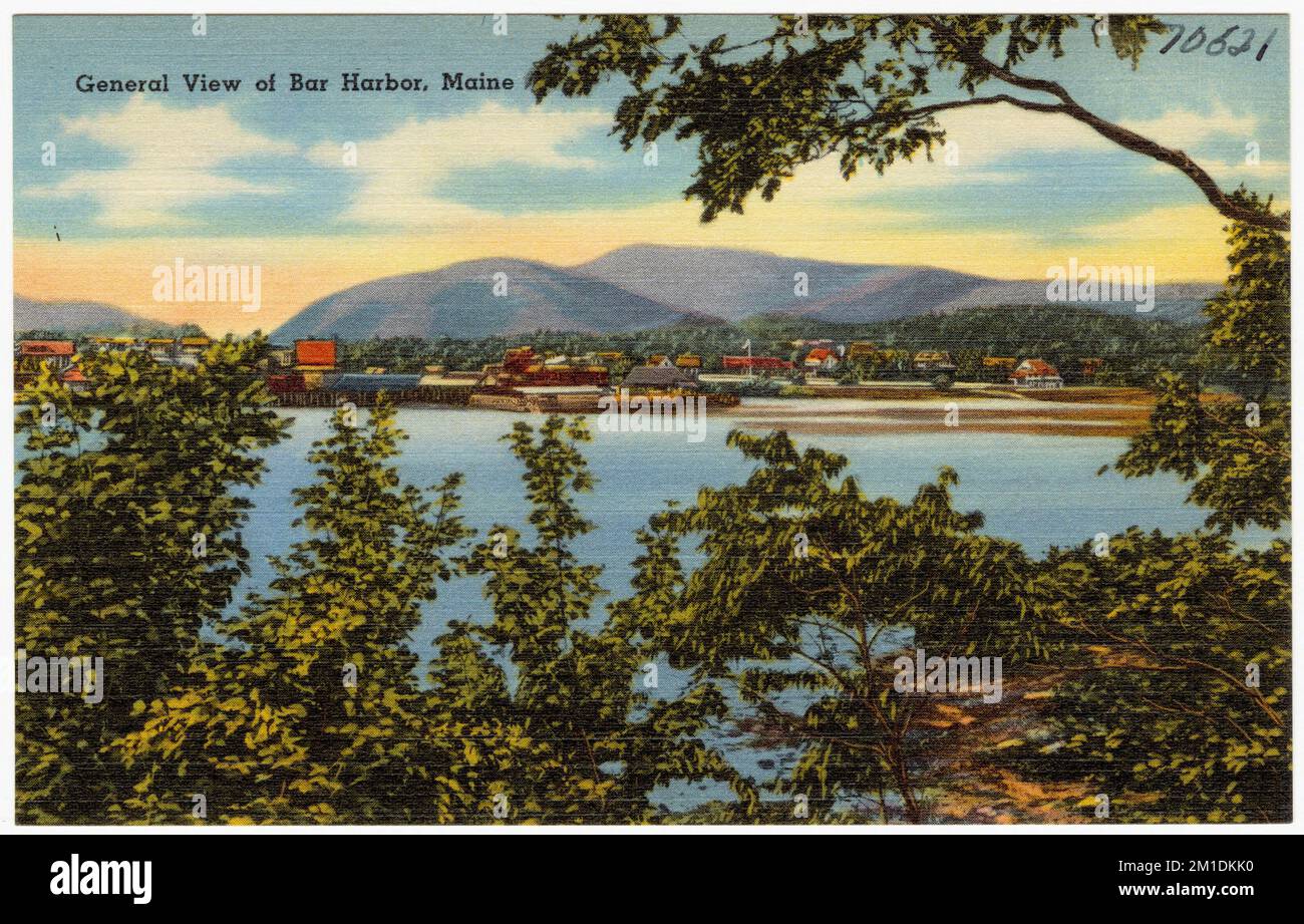 General view of Bar Harbor, Maine , Cities & towns, Tichnor Brothers