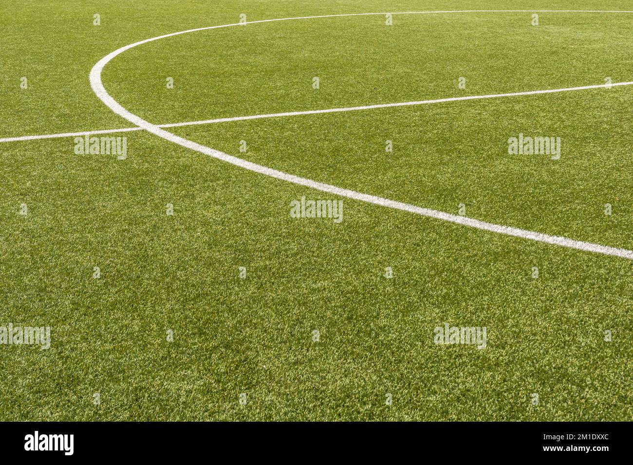 Center circle on a football field made of artificial turf as a background Stock Photo