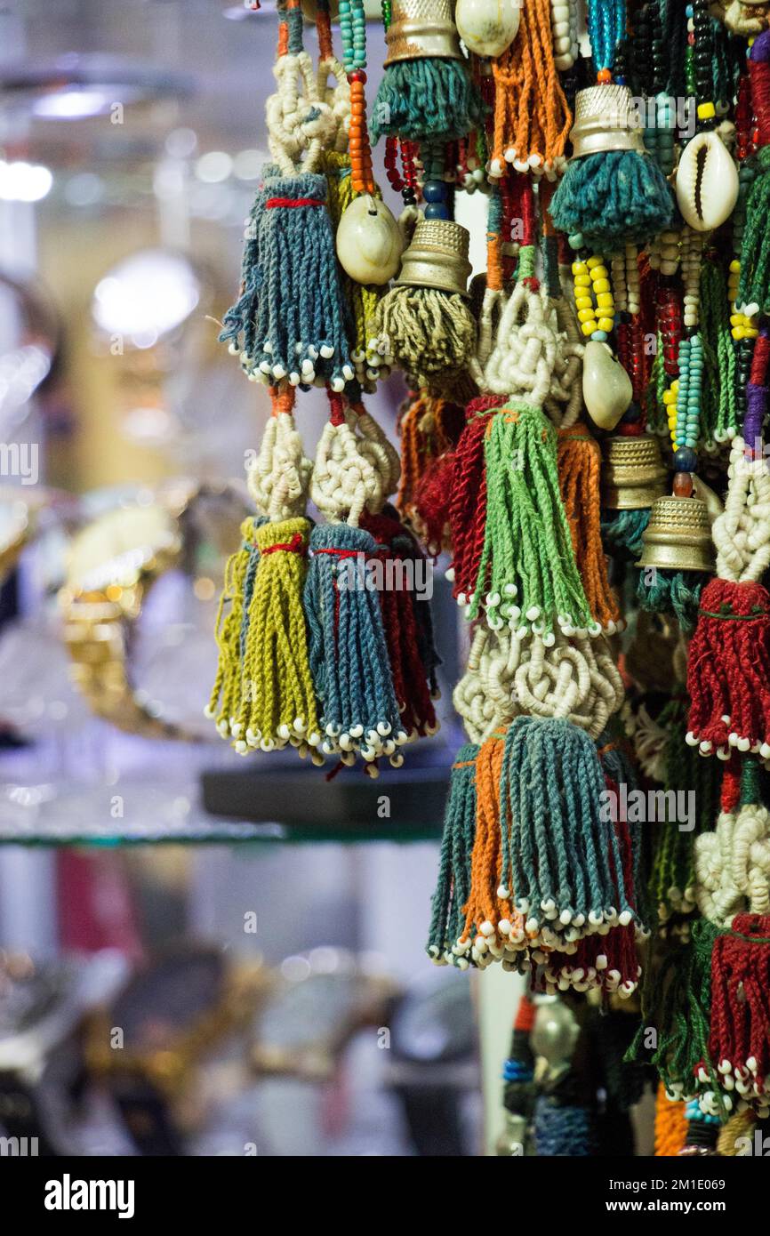 Selection of Ottoman Turkish traditional tassels in various colors Stock Photo