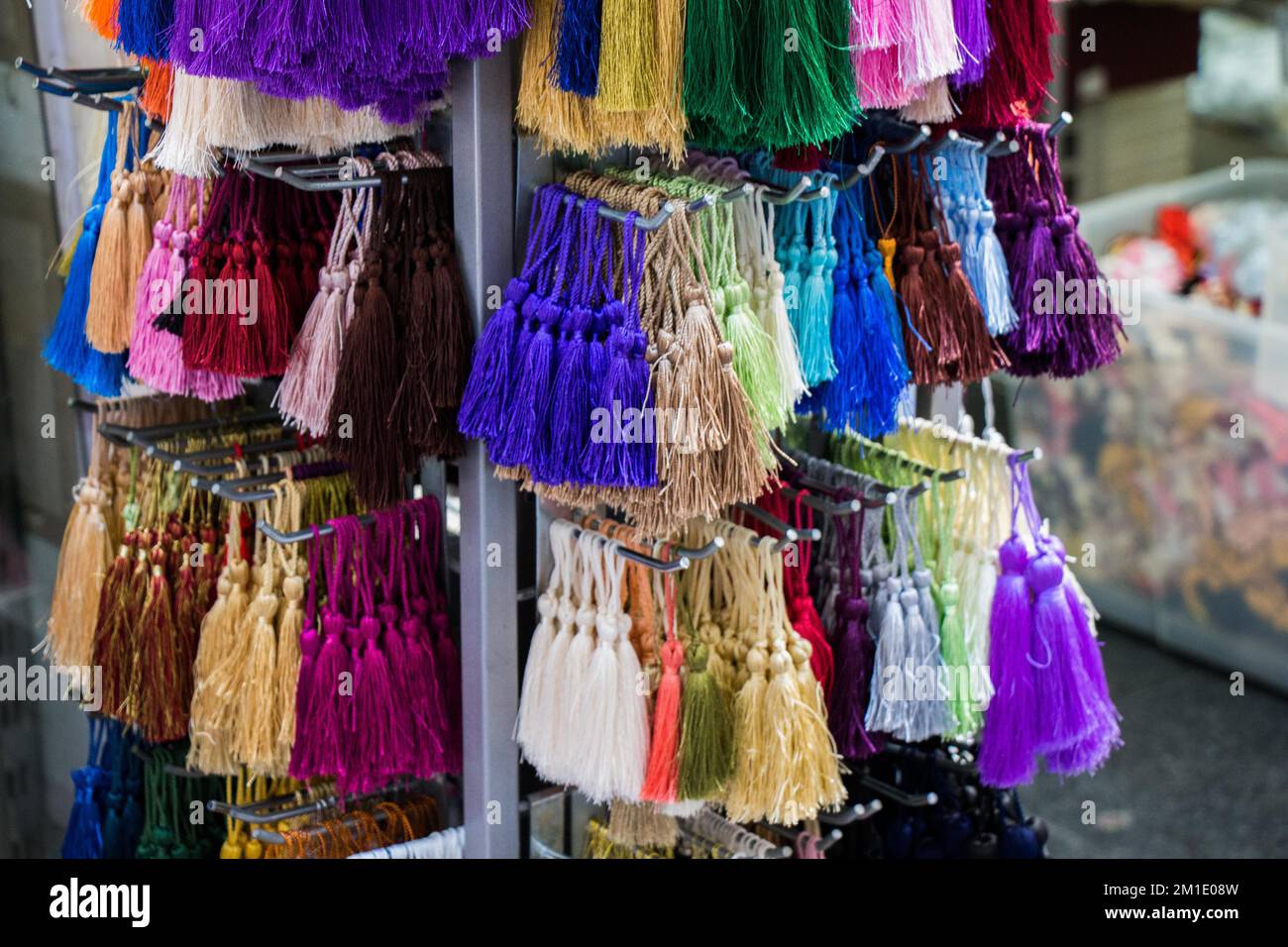 Selection of Ottoman Turkish traditional tassels in various colors Stock Photo