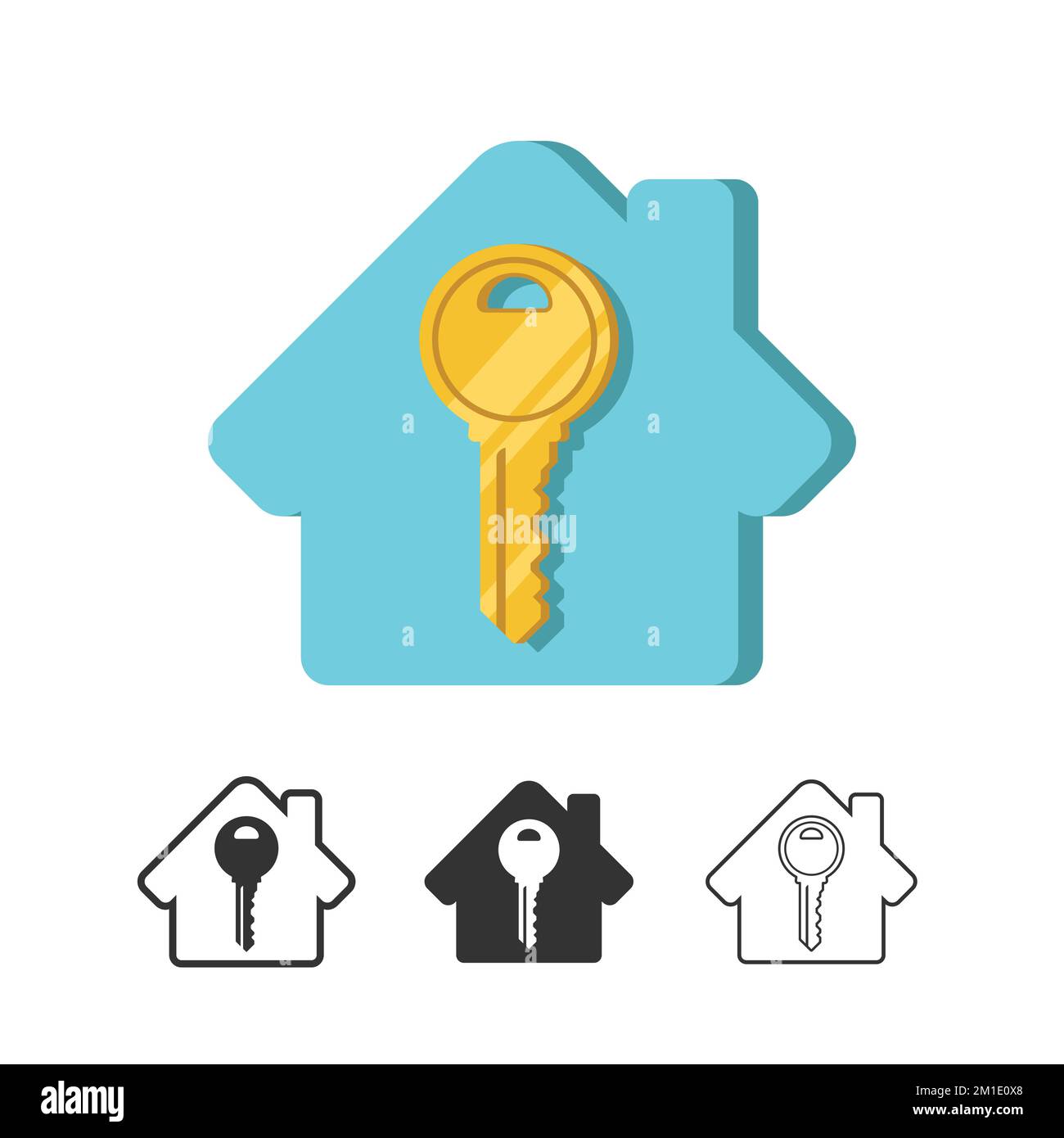 Vector house key icon set. Security concept illustration. Stock Vector