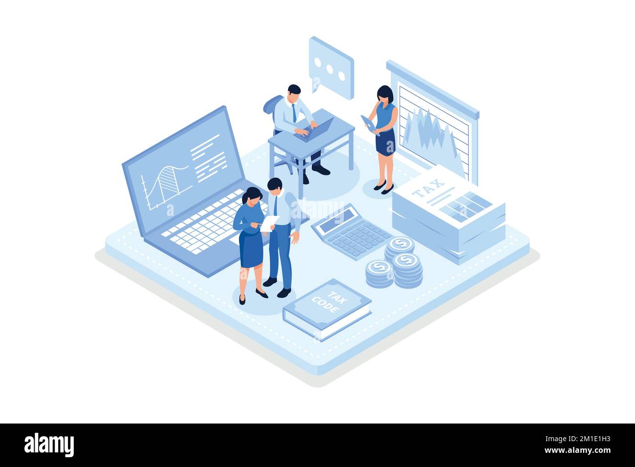 Financial Consultant sitting at Office Desk with Documents for Tax