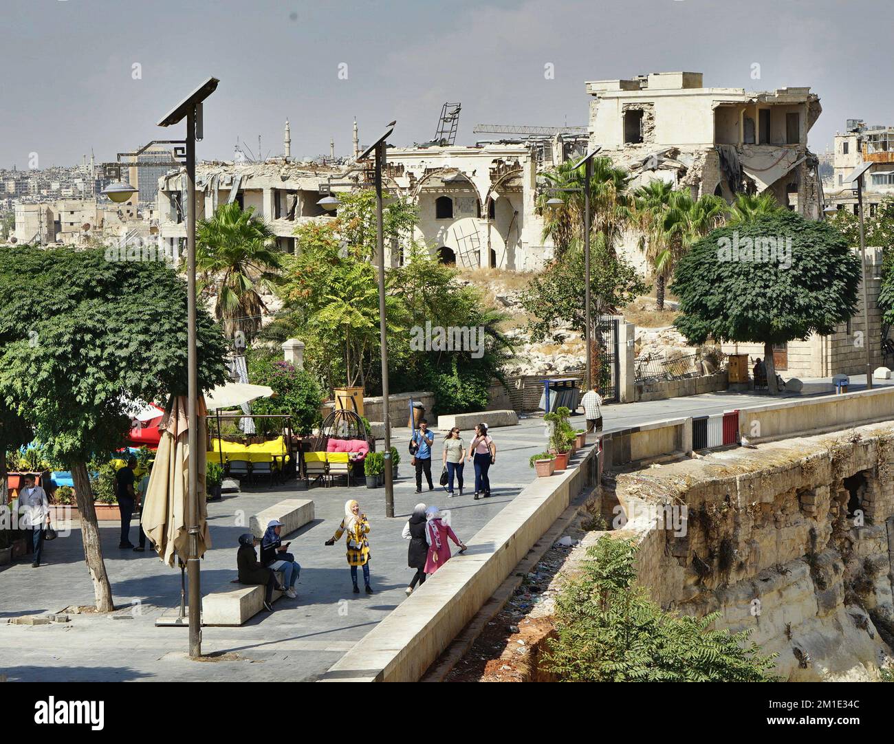 The square in front of the citadel of Aleppo, Syria Stock Photo