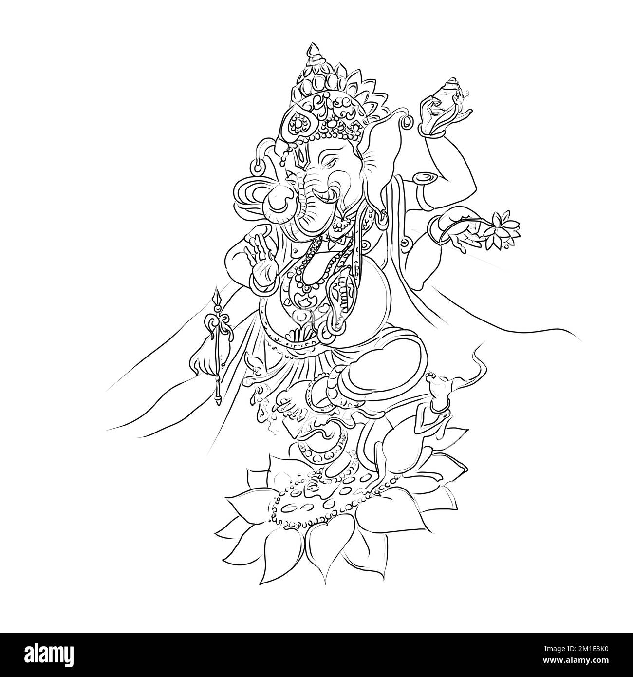 illustration Lord Ganpati on Ganesh Chaturthi background. Stock Photo