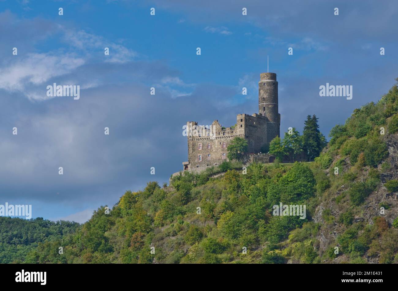 Castle "Maus" high above the river Rhein Stock Photo