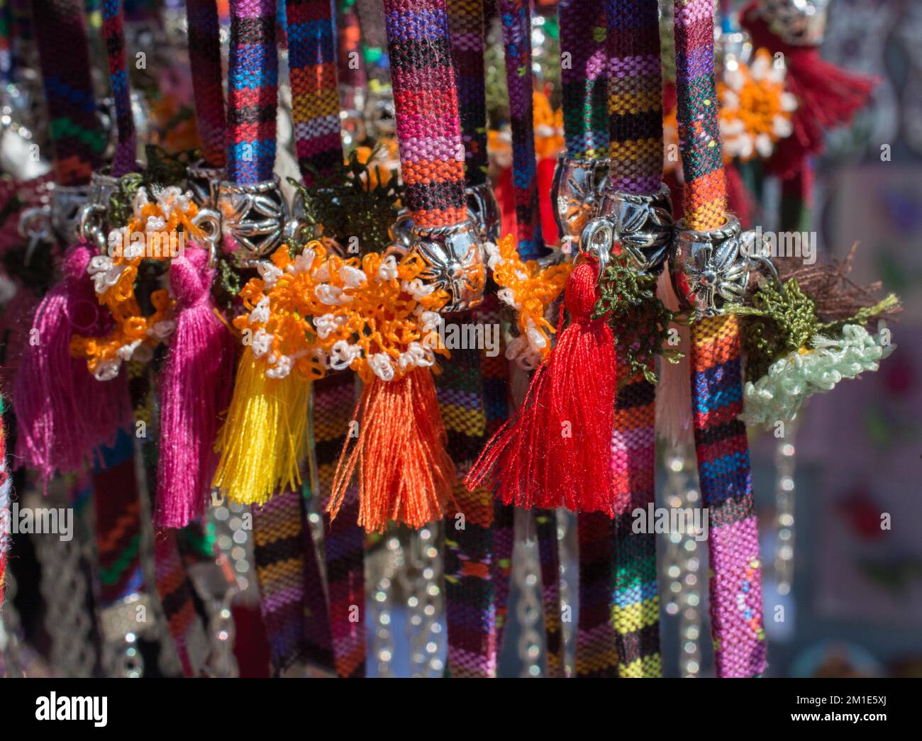 Selection of Ottoman Turkish traditional tassels in various colors Stock Photo