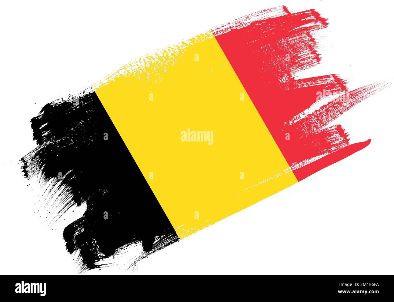Abstract paint brush textured flag of belgium on white background Stock ...